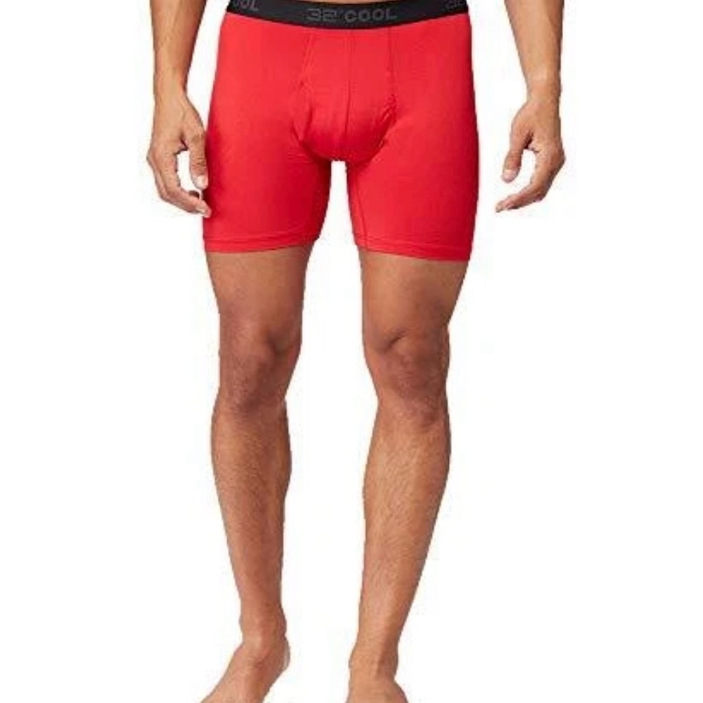 32 DEGREES Mens Active Mesh Boxer Brief, Fire Engine, Large